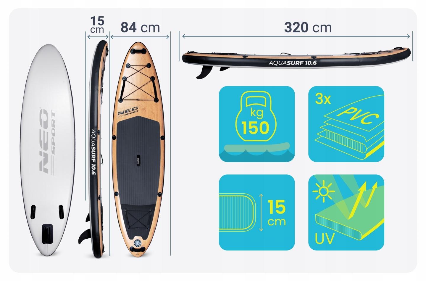Termékkép 12: Aquasurf SUP deszka 320 x 84 x 15 cm Neo-Sport 170212