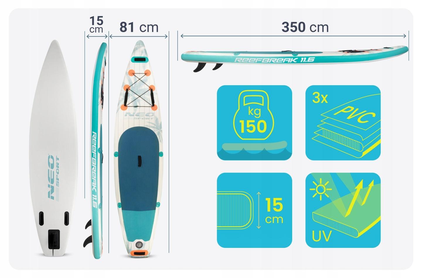Termékkép 10: Reefbreak SUP deszka 350 x 81 x 15 cm Neo-Sport 170315