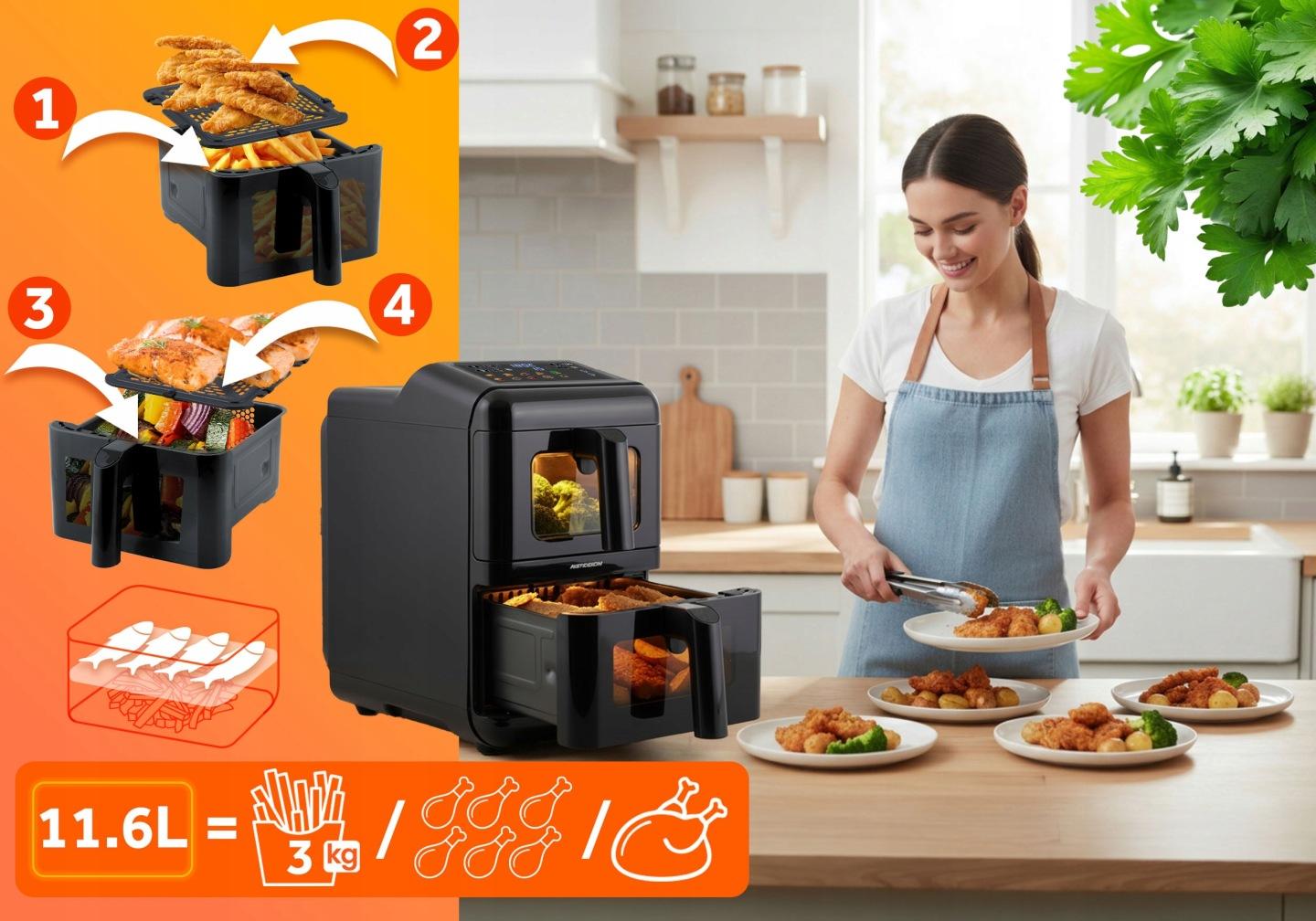 Termékkép 2: Berdsen kétkosaras forrólevegős fritőz 11,6 l 3000 W J-366300