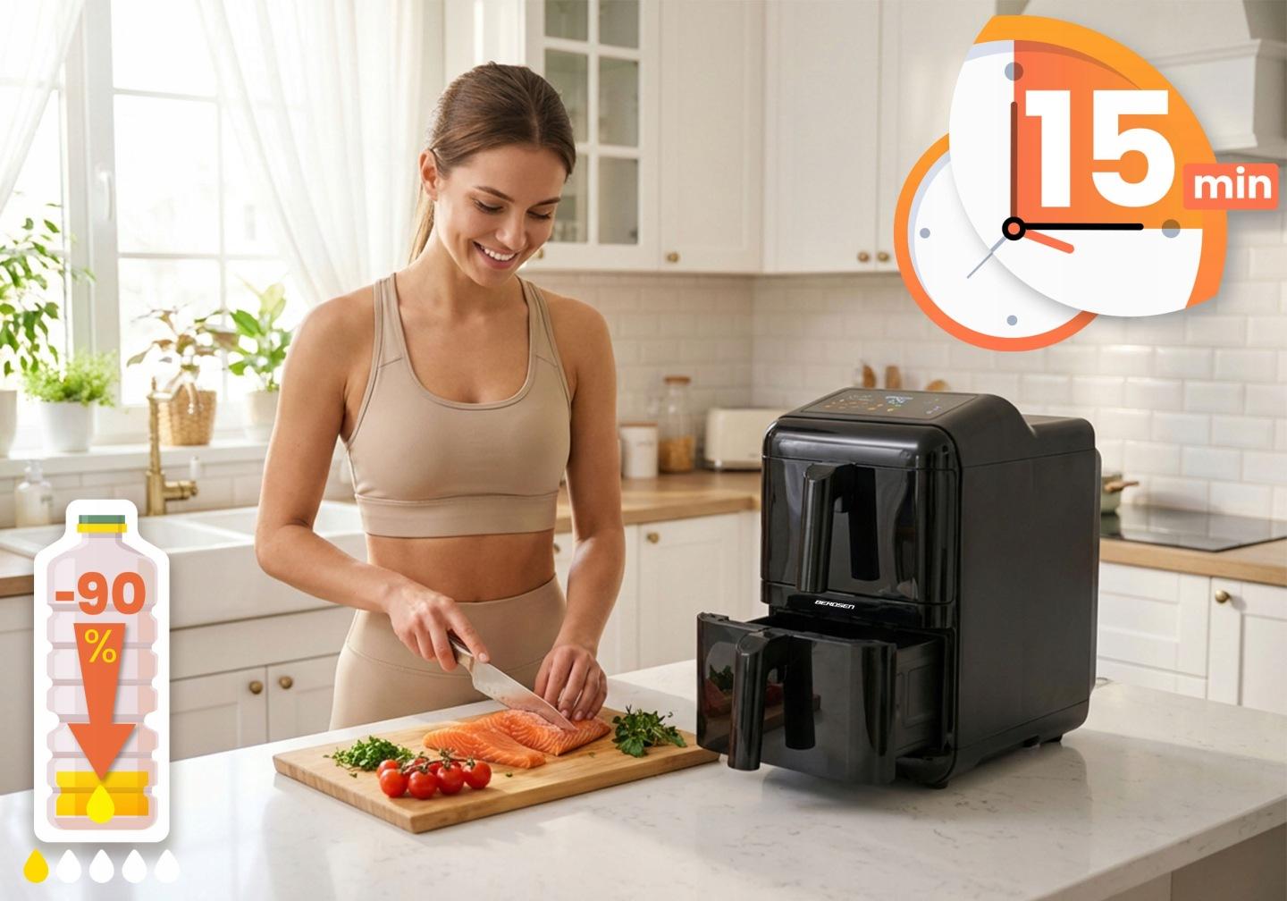 Termékkép 3: Berdsen kétkosaras forrólevegős fritőz 11,6 l 3000 W J-366300