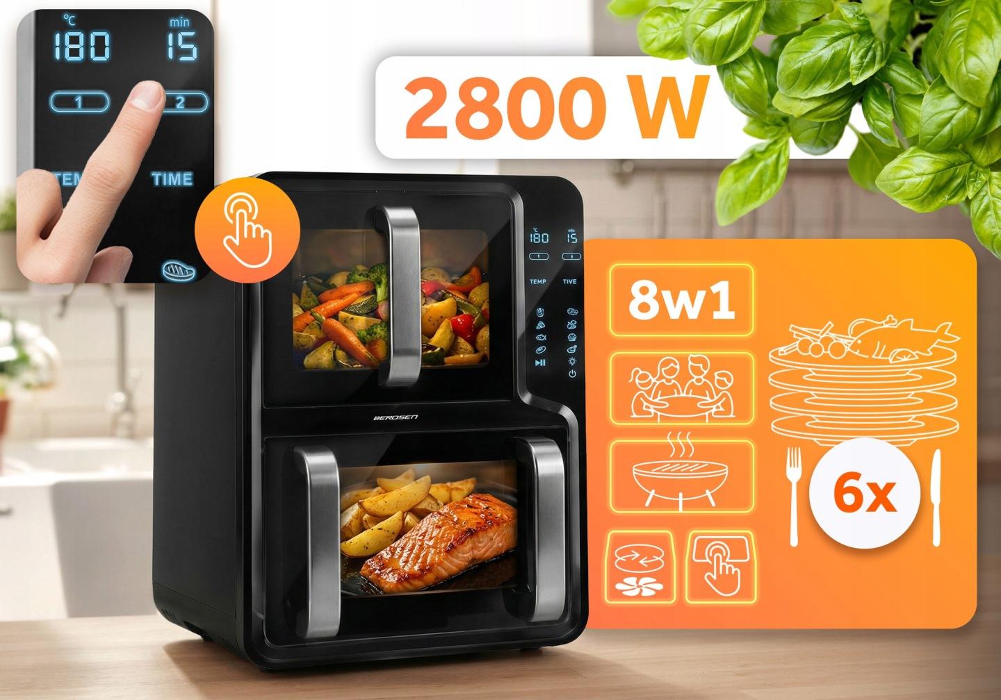 Berdsen kétkamrás forrólevegős sütő 12 l, 2800 W J-366400