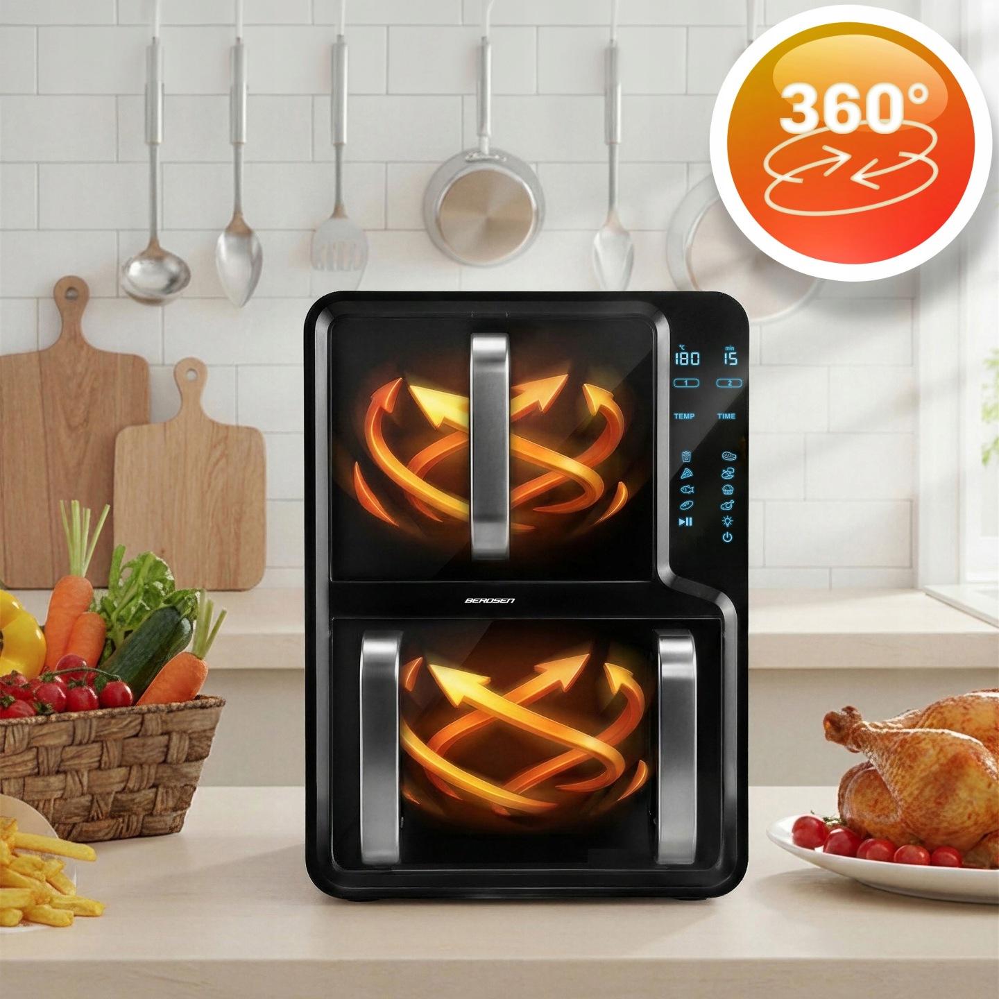 Termékkép 4: Berdsen kétkamrás forrólevegős sütő 12 l, 2800 W J-366400