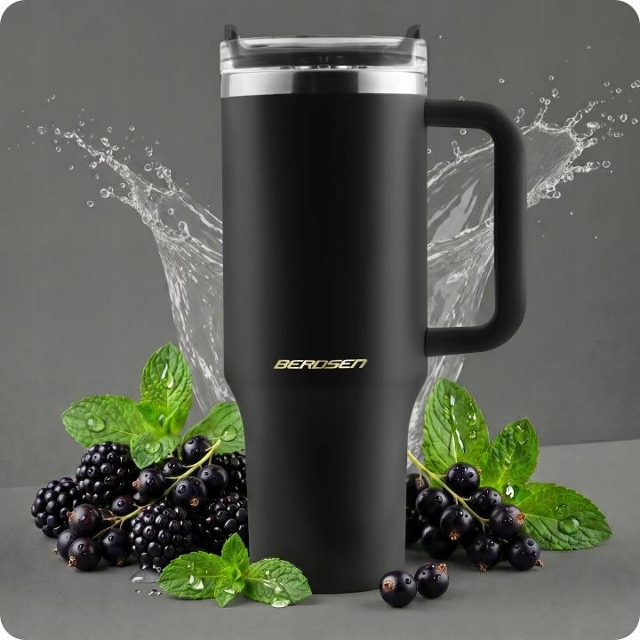 Termékkép 2: Poharas termosz szívószállal 1180 ml fekete J-378800