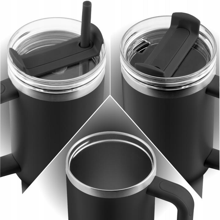 Termékkép 3: Poharas termosz szívószállal 1180 ml fekete J-378800