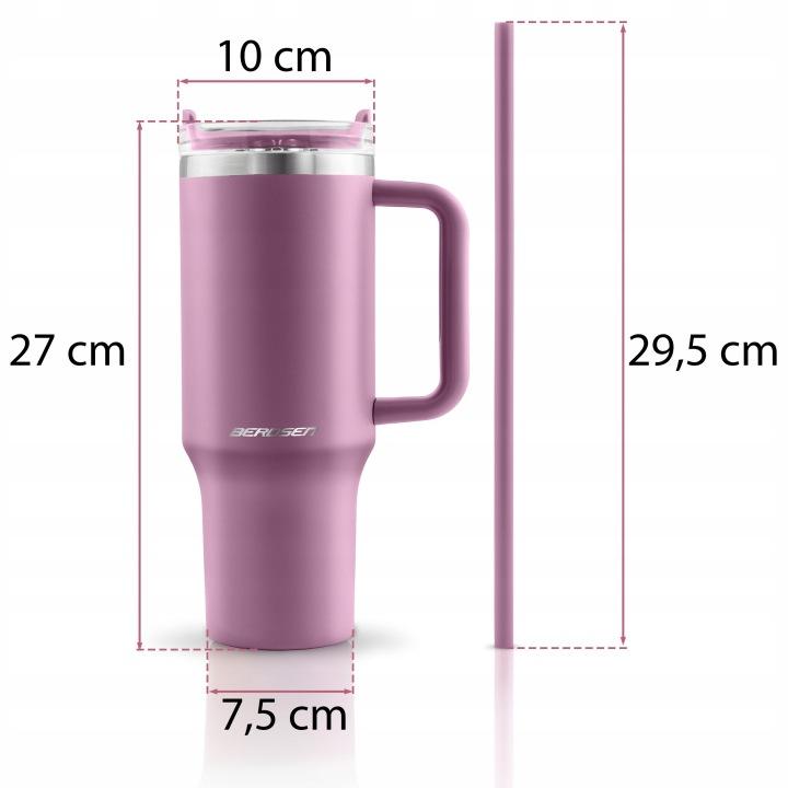 Termékkép 11: Szívószálas termoszpohár 1180 ml, rózsaszín J-378802