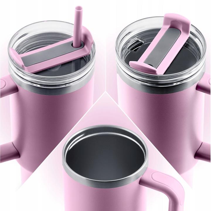 Termékkép 3: Szívószálas termoszpohár 1180 ml, rózsaszín J-378802