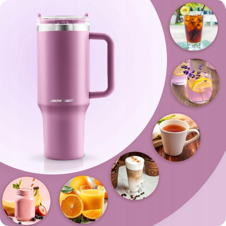 Termékkép 8: Szívószálas termoszpohár 1180 ml, rózsaszín J-378802