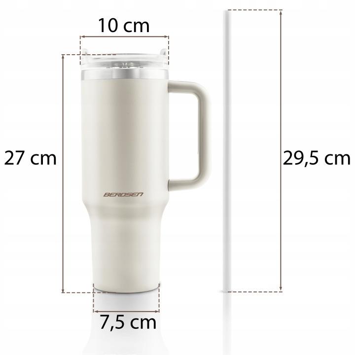 Termékkép 11: Szívószálas termo bögre 1180 ml, krém, J-378804
