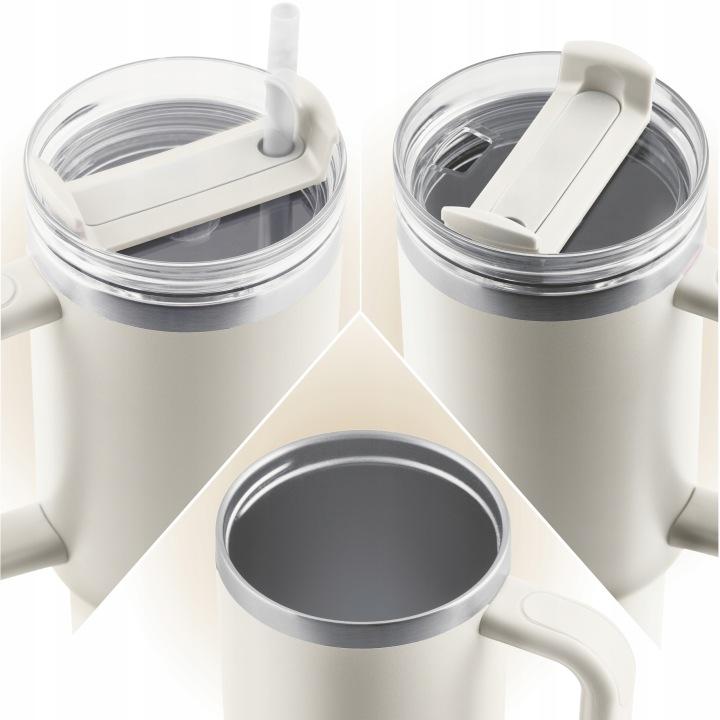Termékkép 3: Szívószálas termo bögre 1180 ml, krém, J-378804