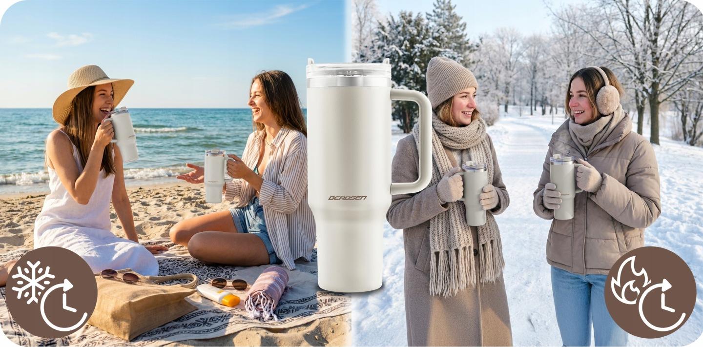 Termékkép 6: Szívószálas termo bögre 1180 ml, krém, J-378804