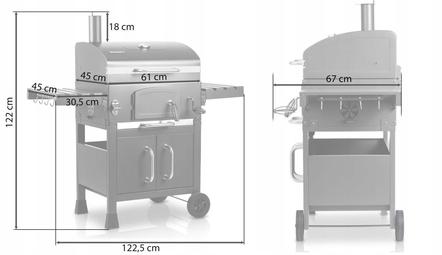 Termékkép 13: Berdsen BD-893 kerti faszenes grill fedéllel, kéménnyel és öntöttvas ráccsal J-389300
