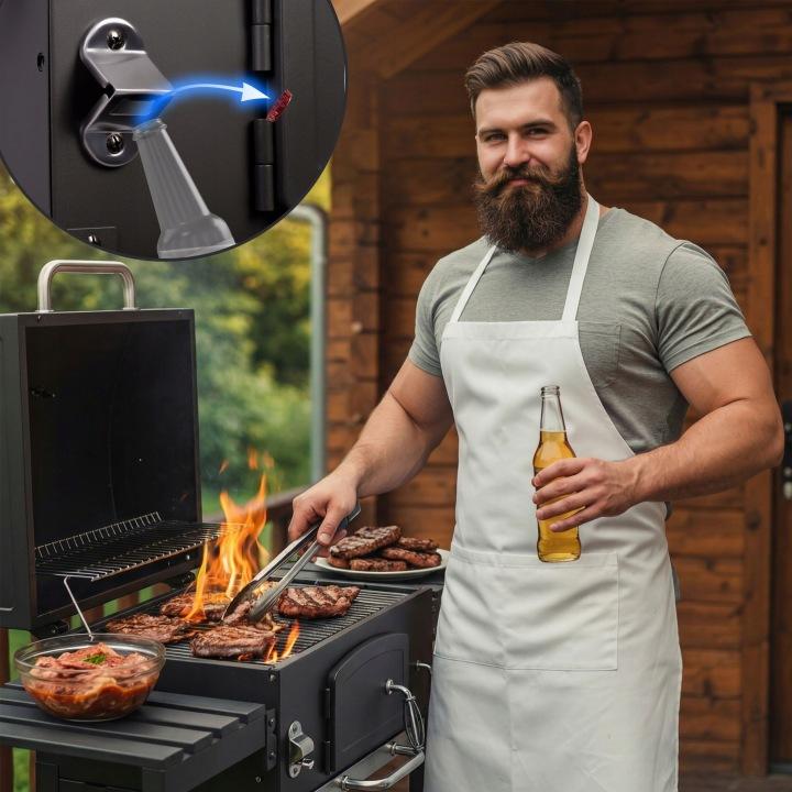 Termékkép 9: Berdsen BD-893 kerti faszenes grill fedéllel, kéménnyel és öntöttvas ráccsal J-389300