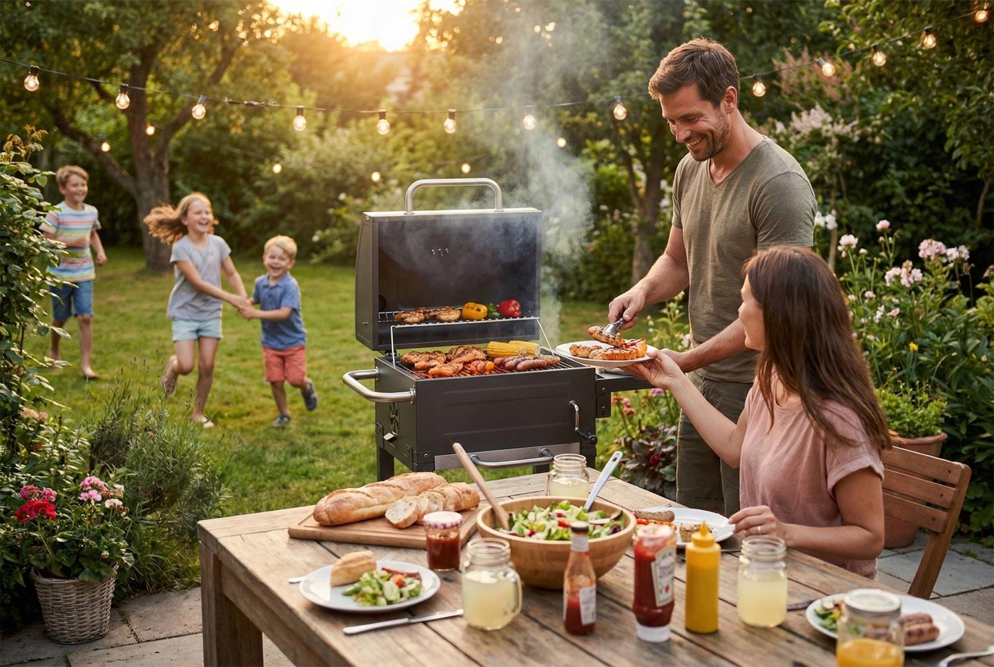 Termékkép 10: Fedeles, hőmérővel ellátott faszenes kerti grill Berdsen BD-894 J-389400