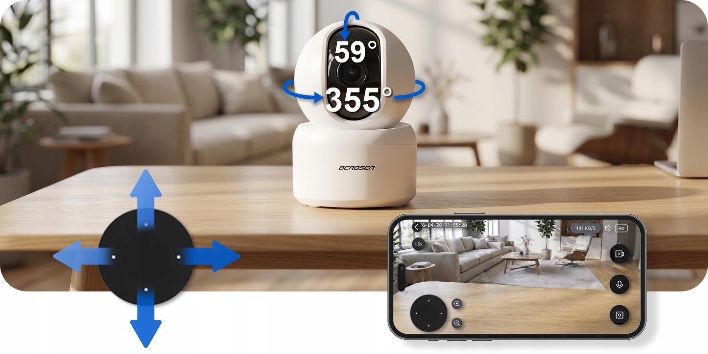 Slika proizvoda 2: Rotirajuća Wi‑Fi IP kamera za unutarnju upotrebu 3 Mpx Berdsen BD-940 J-394000