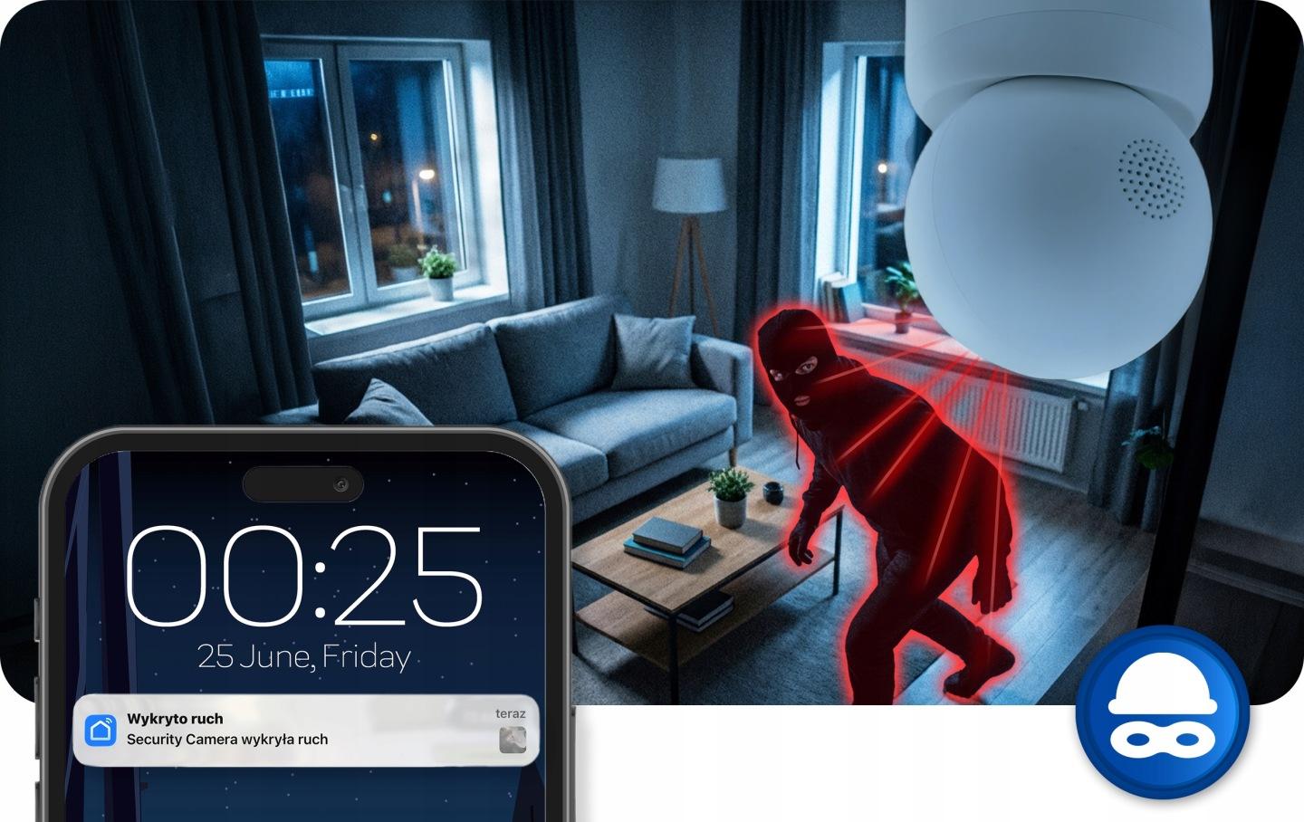 Slika proizvoda 3: Rotirajuća Wi‑Fi IP kamera za unutarnju upotrebu 3 Mpx Berdsen BD-940 J-394000