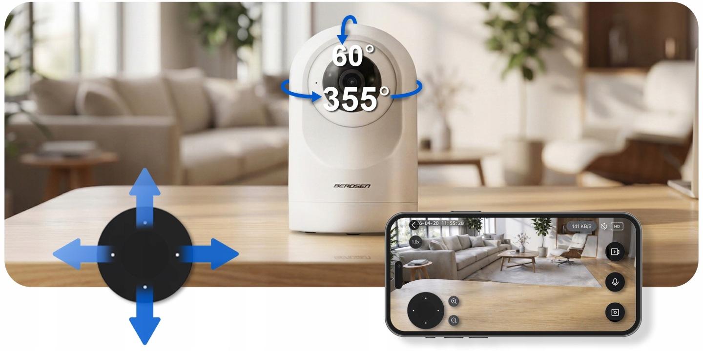 Termékkép 2: Forgatható beltéri Wi-Fi IP kamera 5 Mpx Berdsen BD-941 J-394100