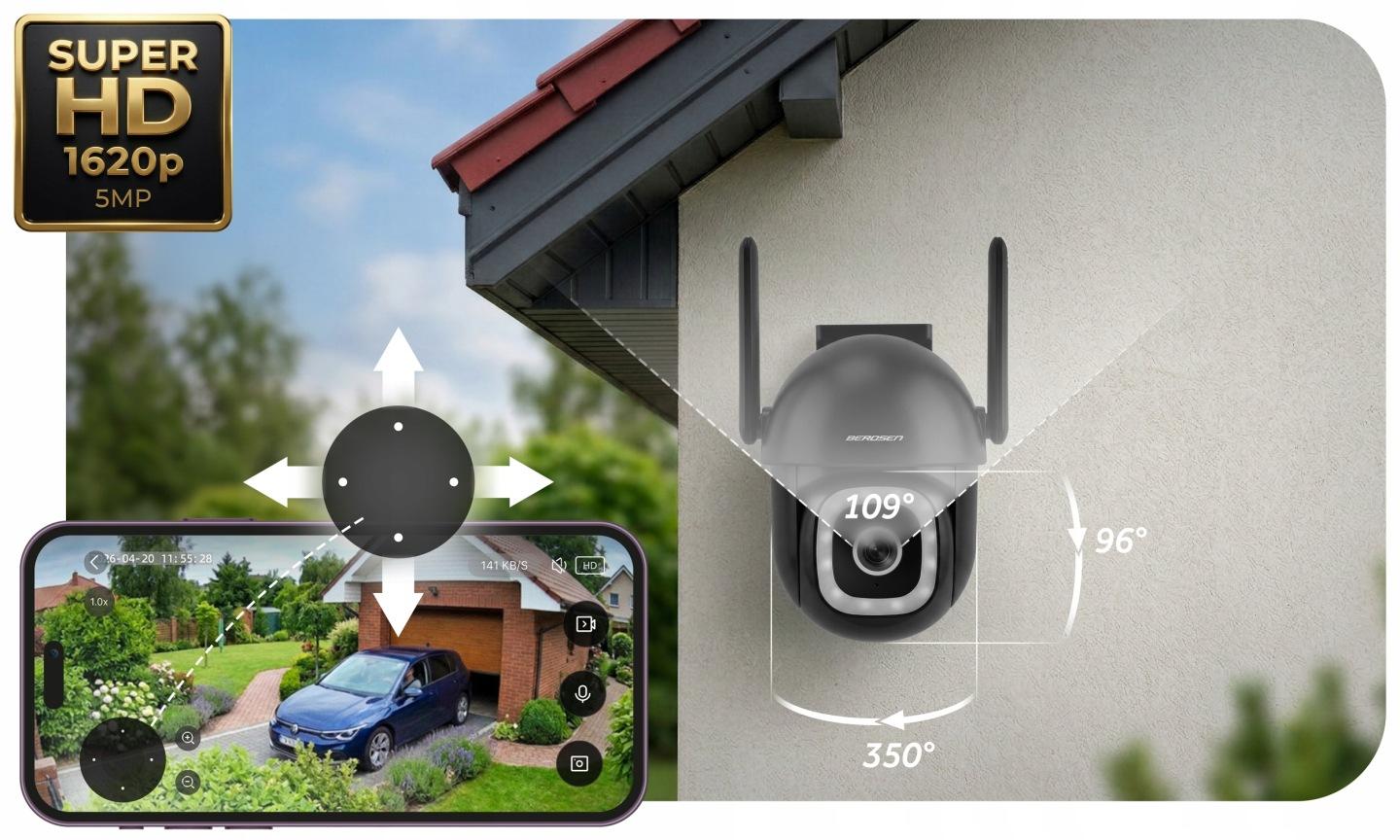 Slika proizvoda 3: Vanjska rotirajuća Wi-Fi IP kamera Berdsen BD-943 5 Mpx J-394301
