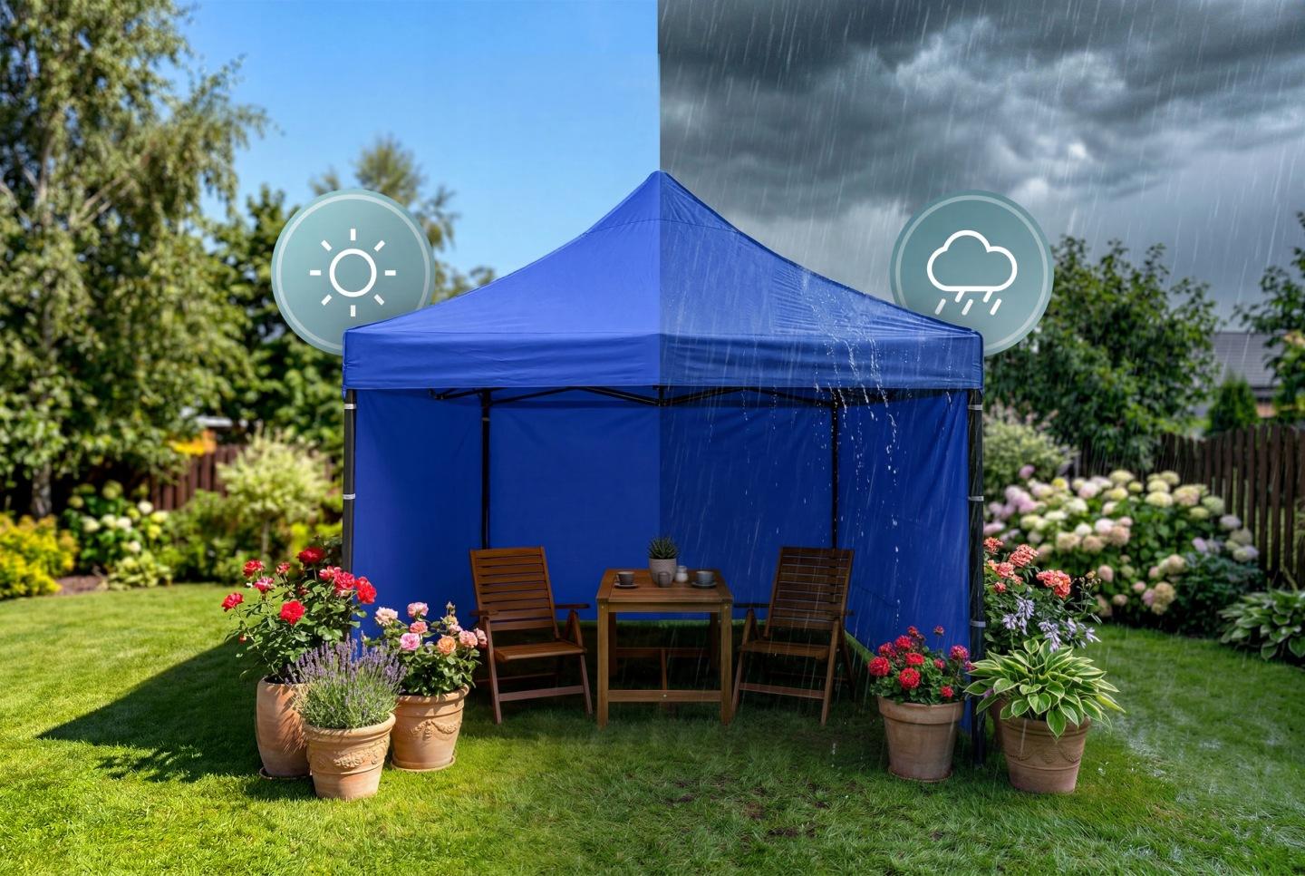 Termékkép 5: Kerti pavilon 3 × 3 m, 3 oldalfallal, kék J-430003