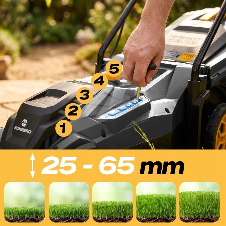 Imagine produs 13: Mașină de tuns gazon electrică Humberg HM-612 1400 W 34 cm cu coș colector de 30 l J-561200