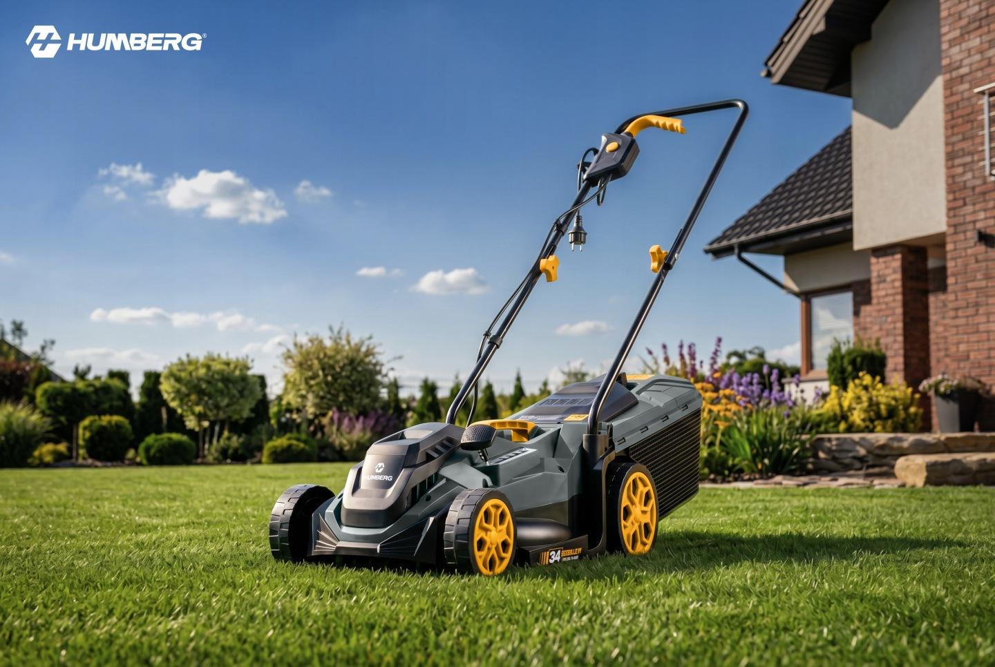 Imagine produs 7: Mașină de tuns gazon electrică Humberg HM-612 1400 W 34 cm cu coș colector de 30 l J-561200