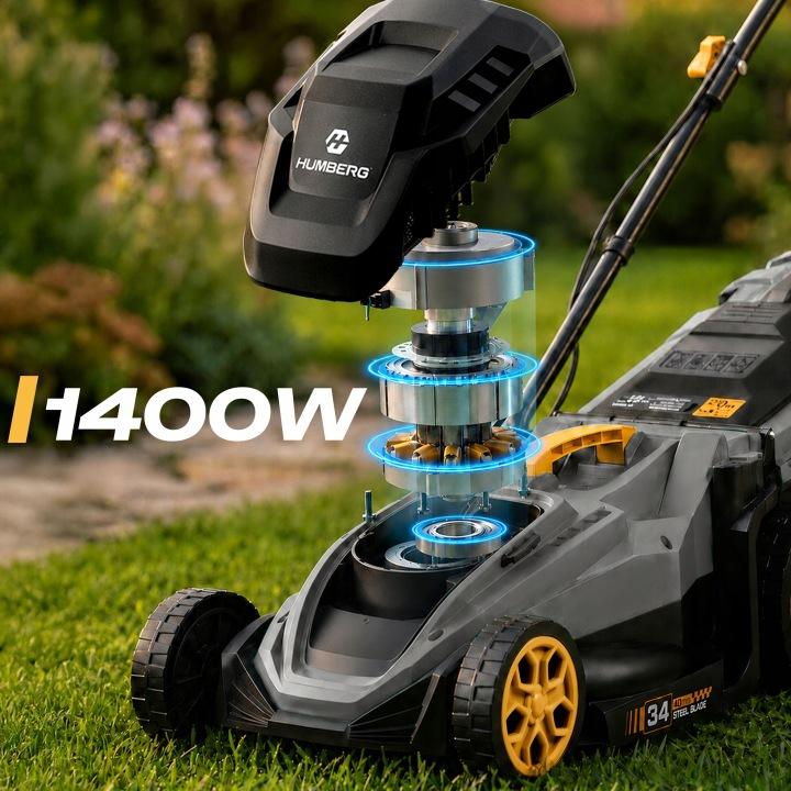 Imagine produs 8: Mașină de tuns gazon electrică Humberg HM-612 1400 W 34 cm cu coș colector de 30 l J-561200