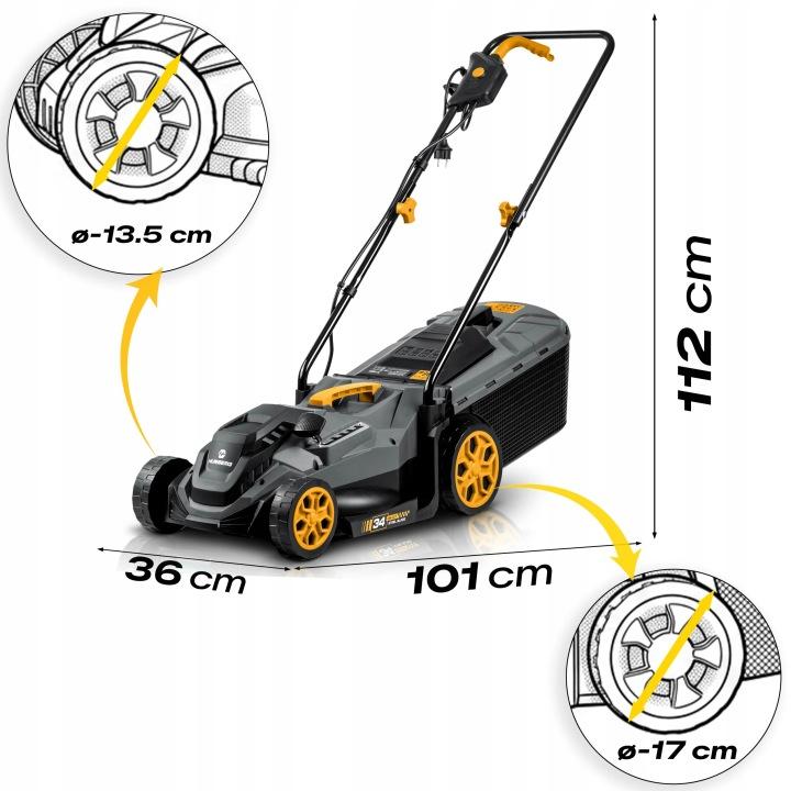 Imagine produs 10: Mașină de tuns gazon electrică Humberg HM-612 1400 W 34 cm cu coș colector de 30 l J-561200