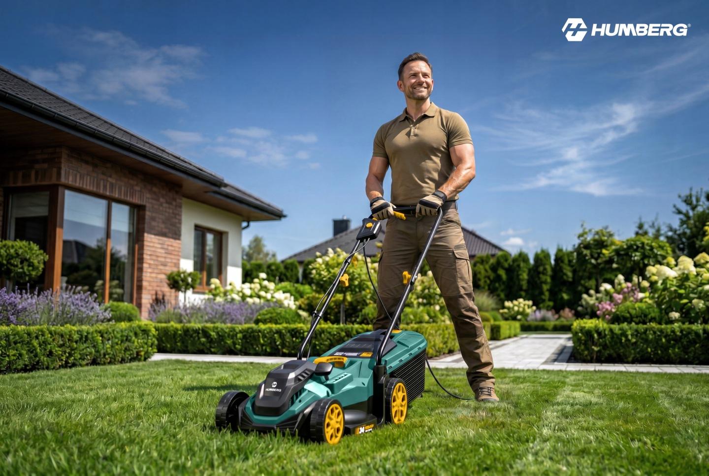 Mașină de tuns gazon electrică Humberg HM-612 1400 W, 34 cm, cu colector de iarbă de 30 l J-561201