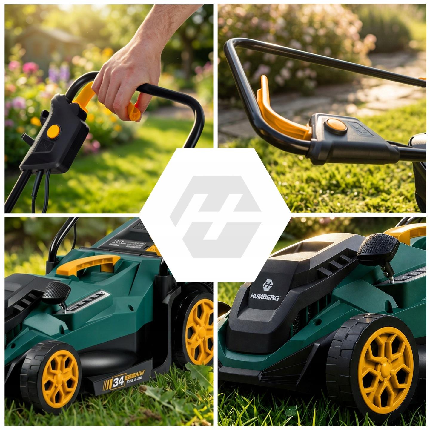 Imagine produs 11: Mașină de tuns gazon electrică Humberg HM-612 1400 W, 34 cm, cu colector de iarbă de 30 l J-561201