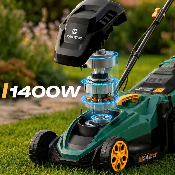 Imagine produs 12: Mașină de tuns gazon electrică Humberg HM-612 1400 W, 34 cm, cu colector de iarbă de 30 l J-561201