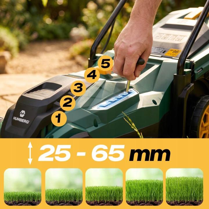 Imagine produs 6: Mașină de tuns gazon electrică Humberg HM-612 1400 W, 34 cm, cu colector de iarbă de 30 l J-561201