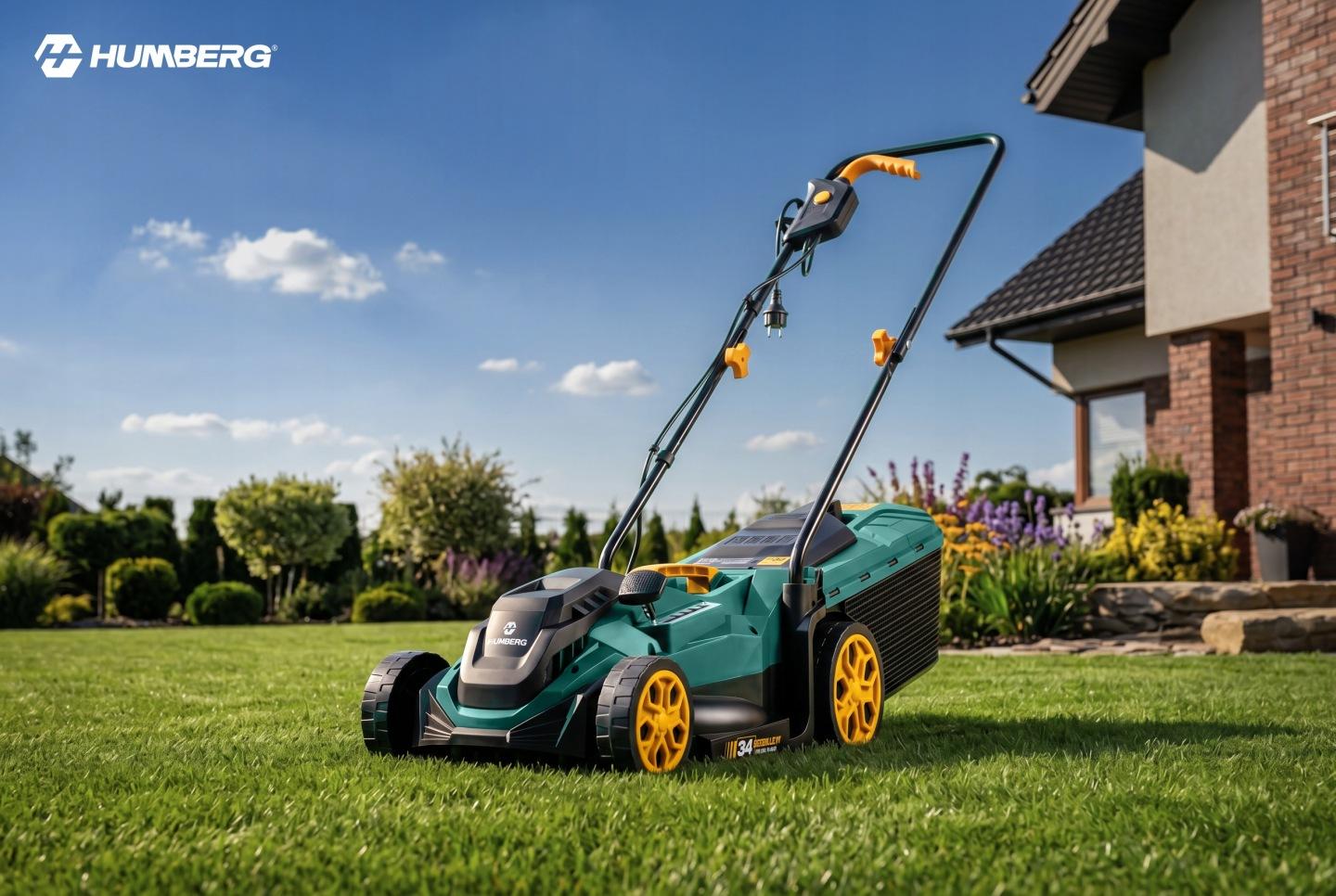 Imagine produs 7: Mașină de tuns gazon electrică Humberg HM-612 1400 W, 34 cm, cu colector de iarbă de 30 l J-561201
