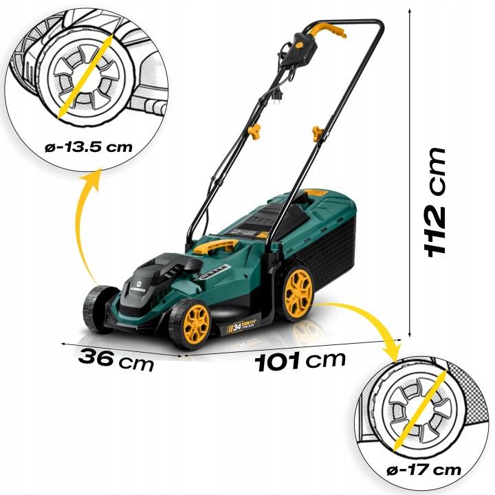 Imagine produs 10: Mașină de tuns gazon electrică Humberg HM-612 1400 W, 34 cm, cu colector de iarbă de 30 l J-561201