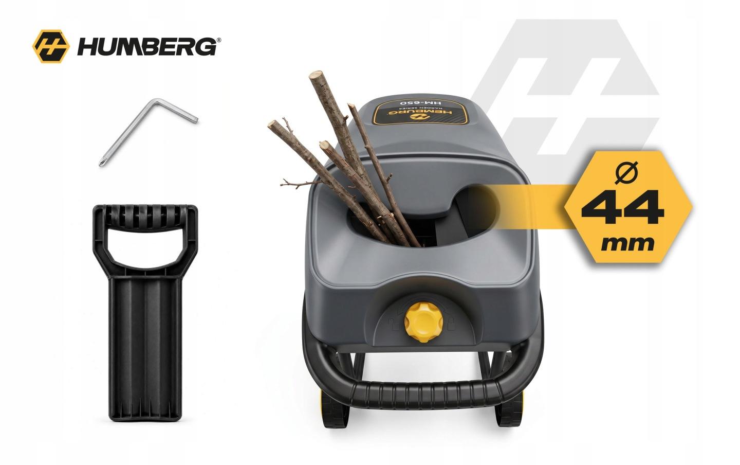 Imagine produs 4: Triturator electric de crengi Humberg HM-650 2500 W, 44 mm, 2 x sac de colectare 45 l J-565000