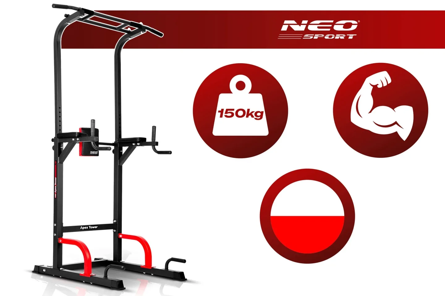 Samostojeća šipka za zgibove i dipove, stabilna, nosivost 150 kg, Neo-Sport 130200