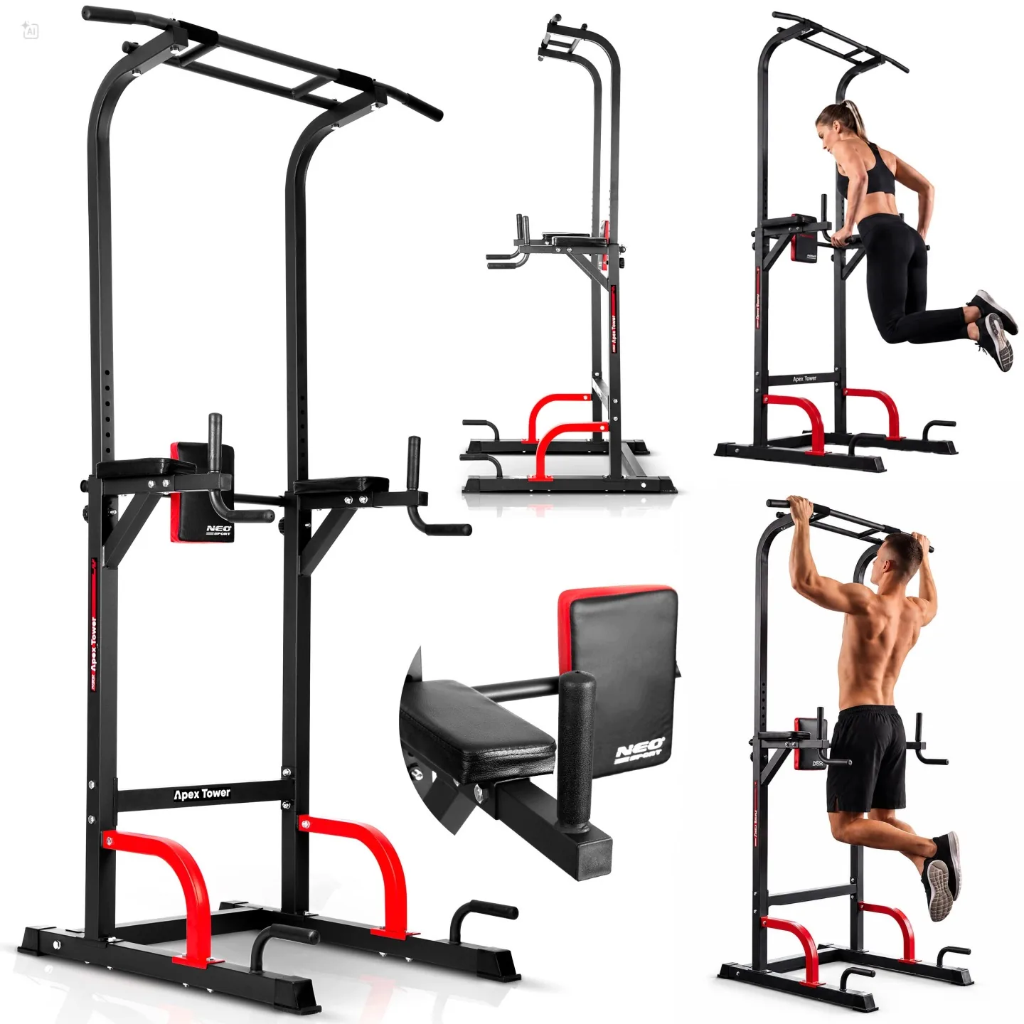 Slika proizvoda 26: Samostojeća šipka za zgibove i dipove, stabilna, nosivost 150 kg, Neo-Sport 130200