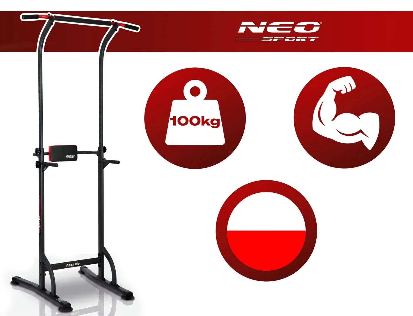 Samostojeća šipka za zgibove, stabilna, nosivost 100 kg Neo-Sport 130300