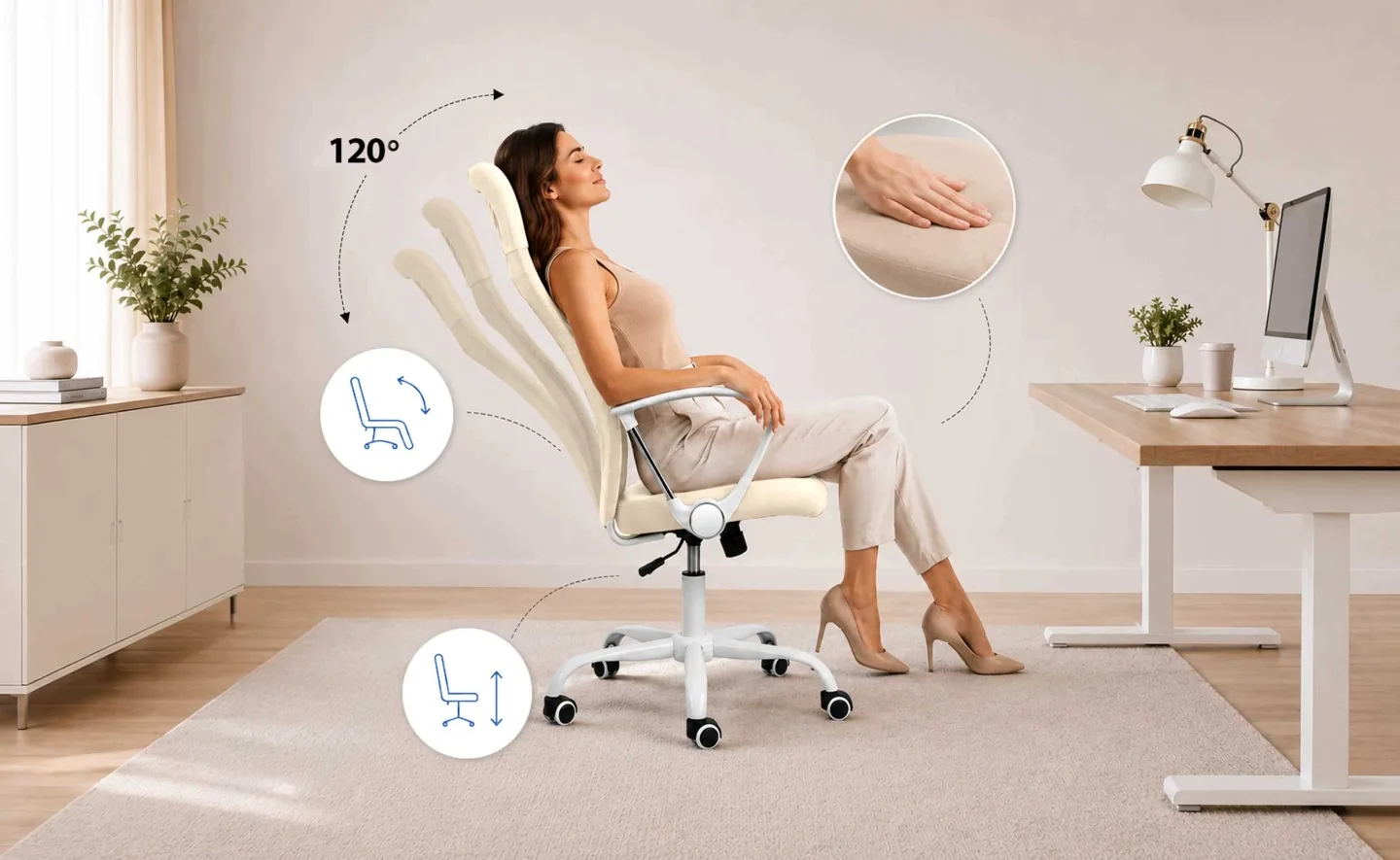 Imagine produs 10: Scaun de birou pivotant din plasă fină Sofotel Tamar
