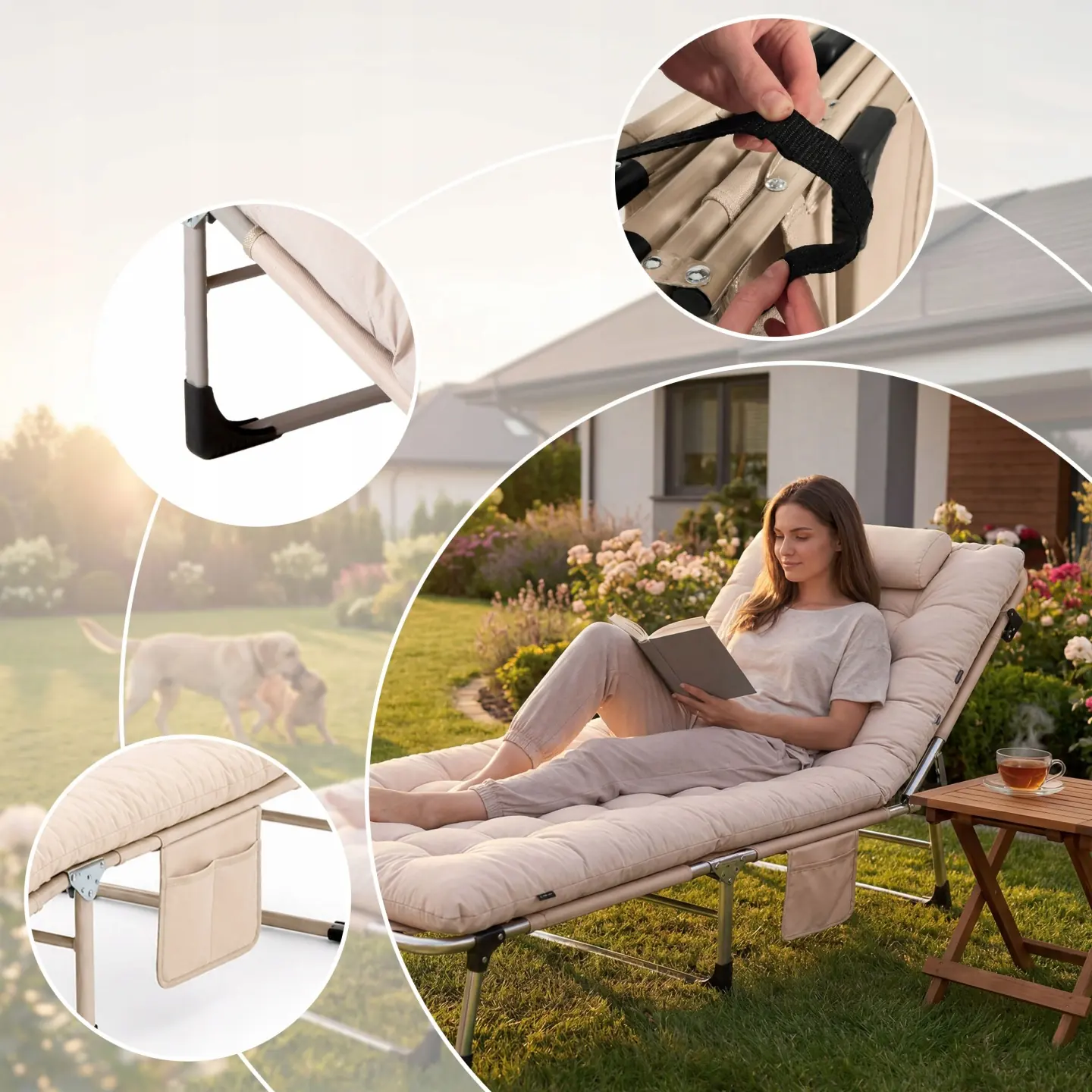 Imagine produs 8: Pat de camping pliabil, șezlong de grădină ChillWell Dream Sofotel