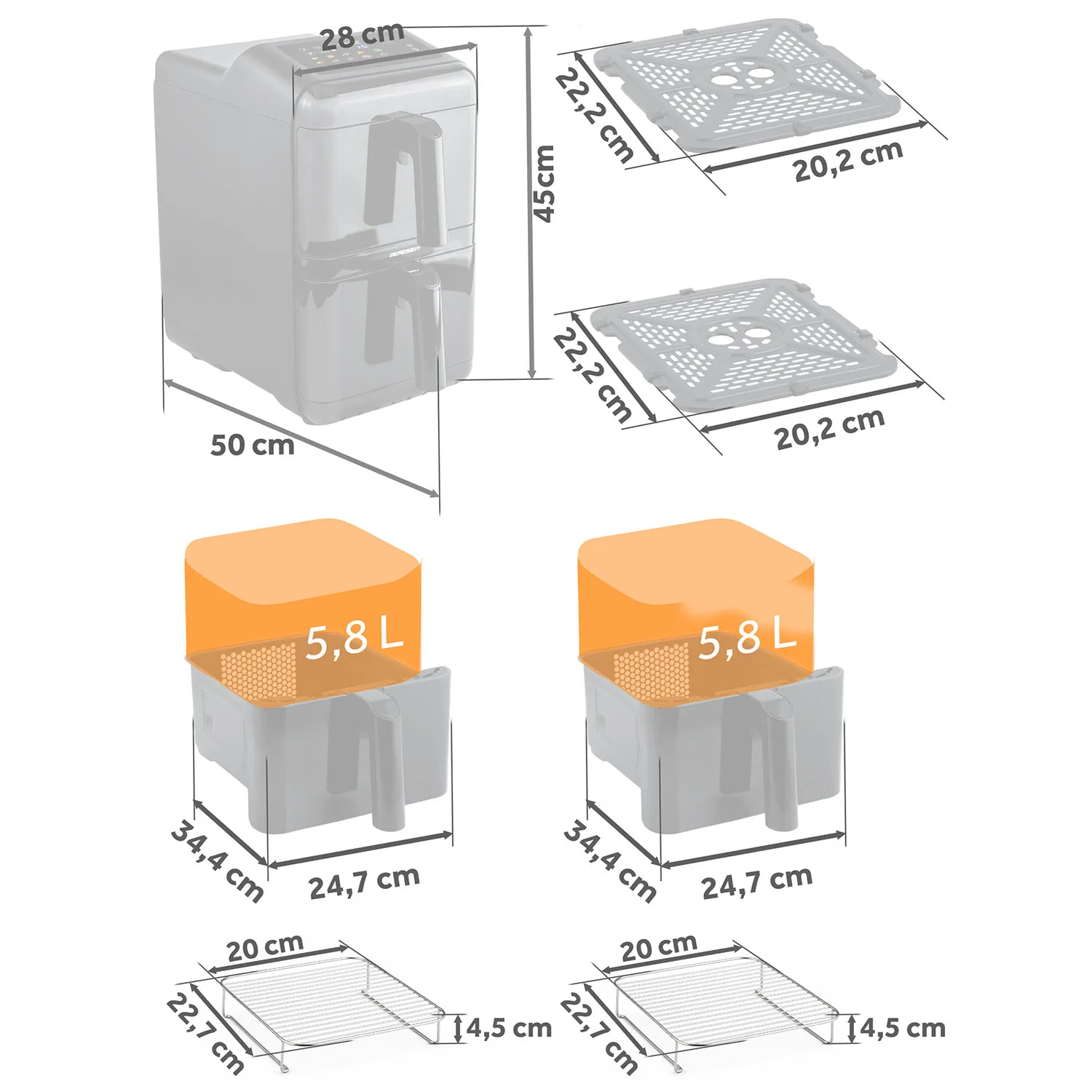 Termékkép 12: Berdsen kétkosaras forrólevegős fritőz 11,6 l 3000 W J-366300