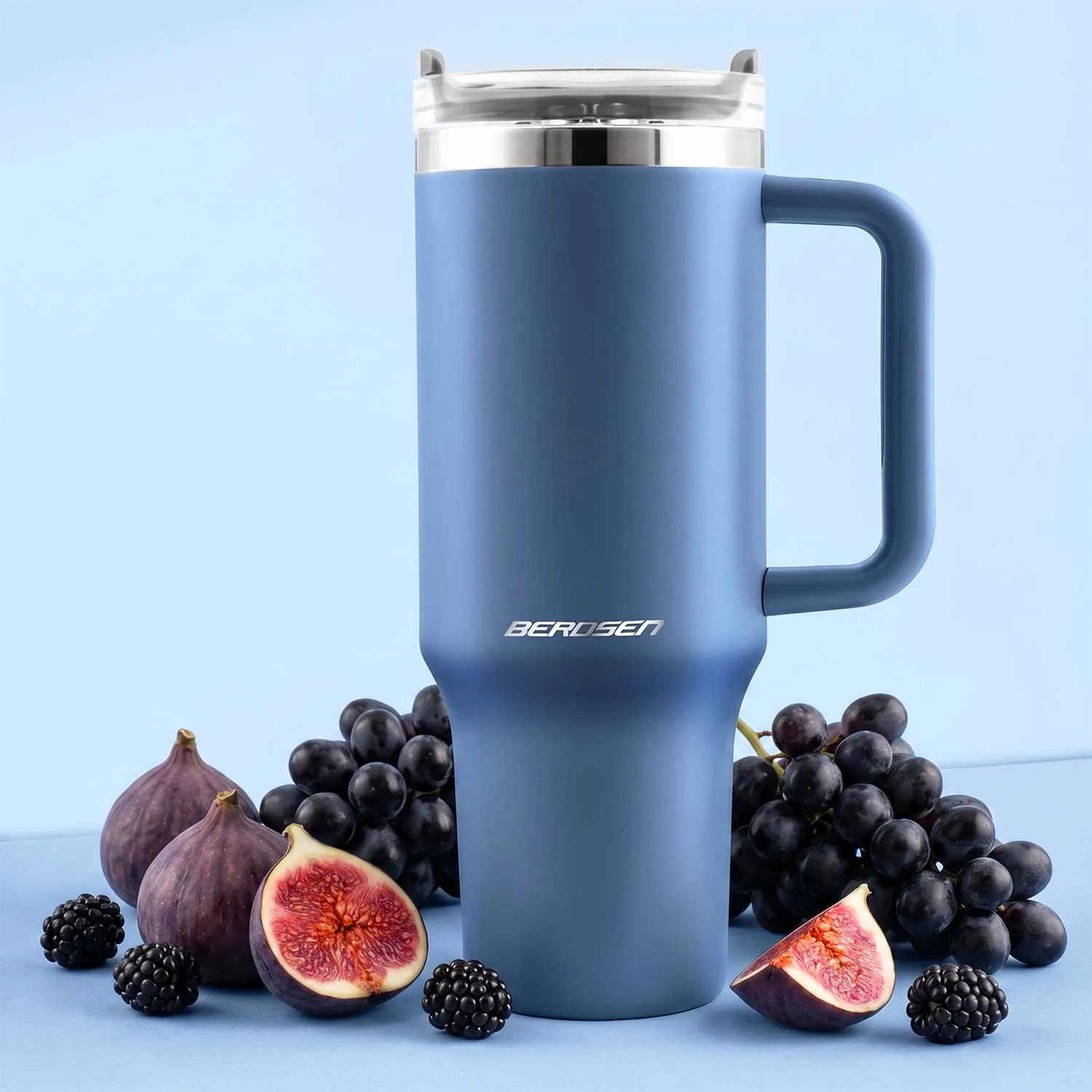 Termékkép 3: Vákuumos termoszpohár szívószálkészlettel 1180 ml Berdsen sötétkék