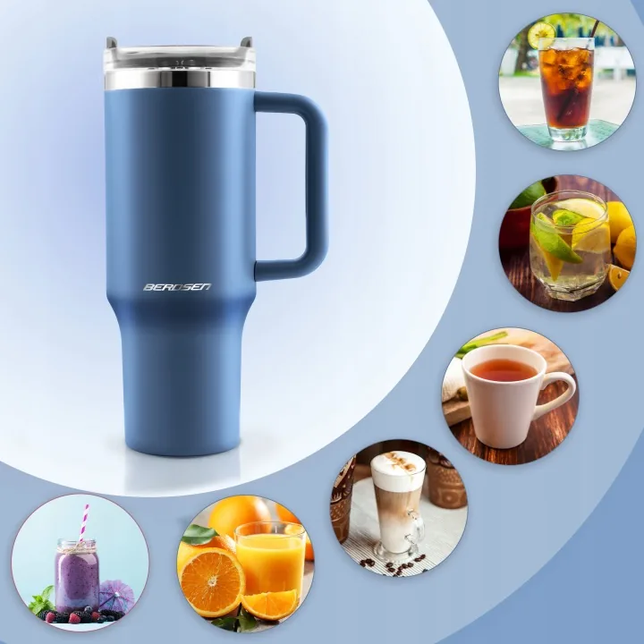Detail produktu 9: Vakuový termohrnek se sadou brček 1180 ml Berdsen tmavě modrý