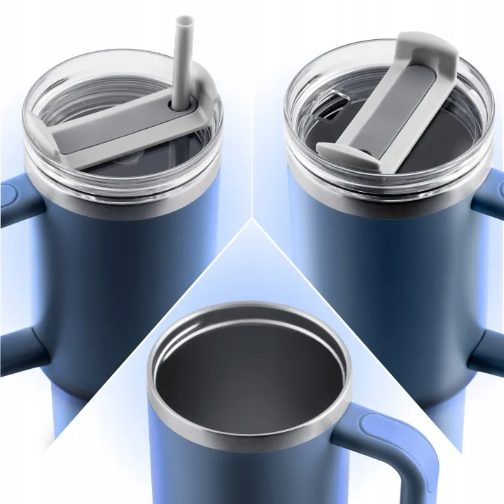 Detail produktu 3: Vakuový termohrnek se sadou brček 1180 ml Berdsen tmavě modrý