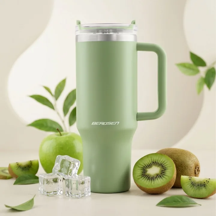 Vakuový termohrnek se slámkou 1180 ml Berdsen zelený