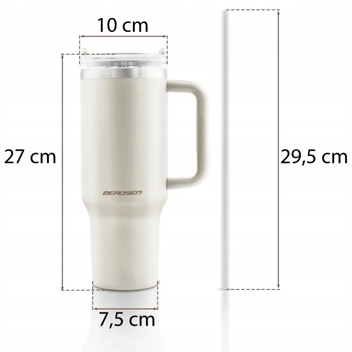 Detail produktu 12: Vakuový termohrnek se sadou brček 1180 ml Berdsen krémový