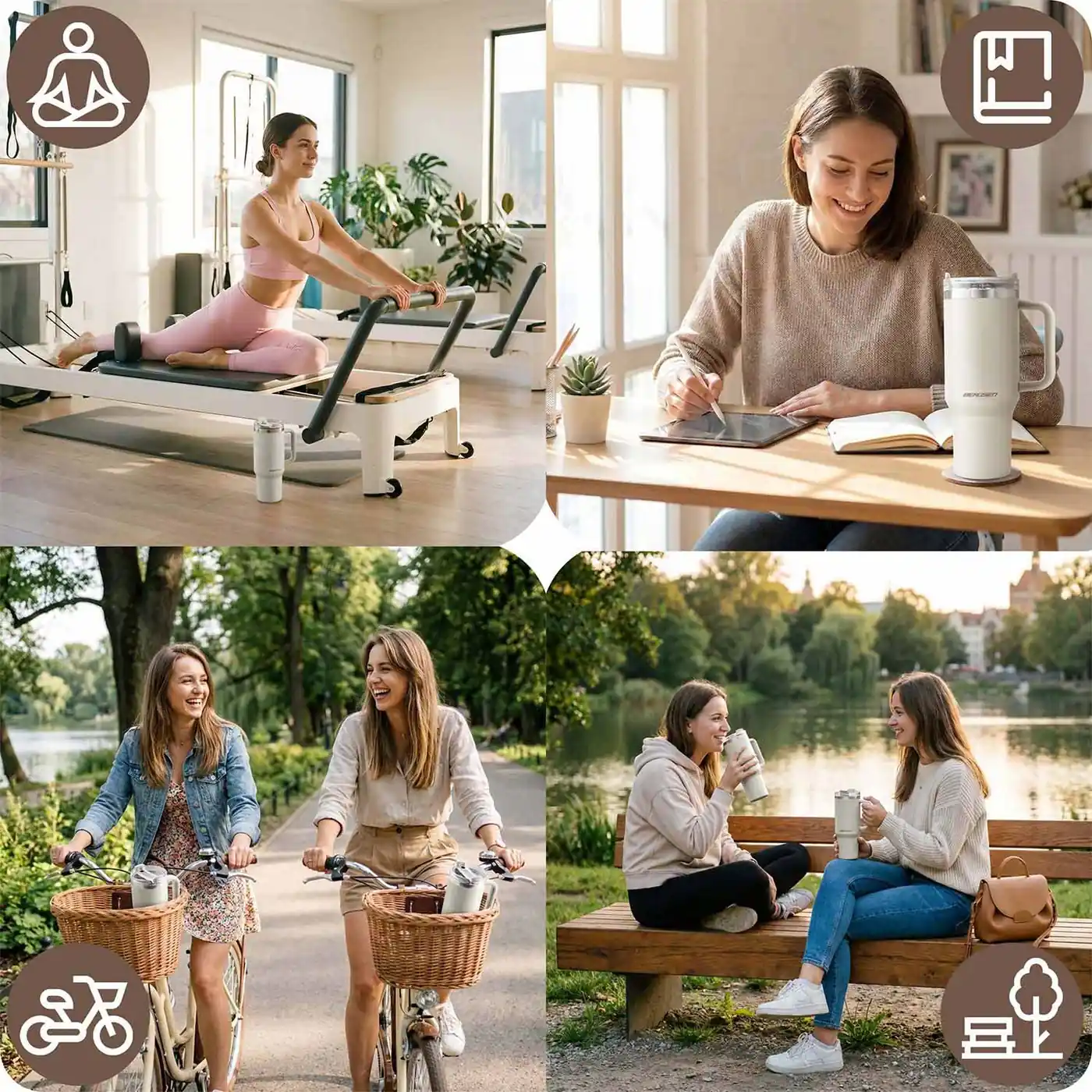 Termékkép 13: Szívószálas termo bögre 1180 ml, krém, J-378804