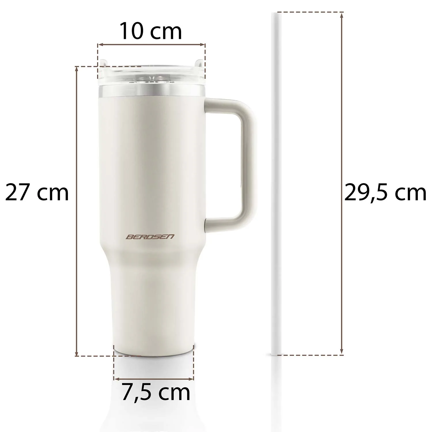 Termékkép 14: Szívószálas termo bögre 1180 ml, krém, J-378804