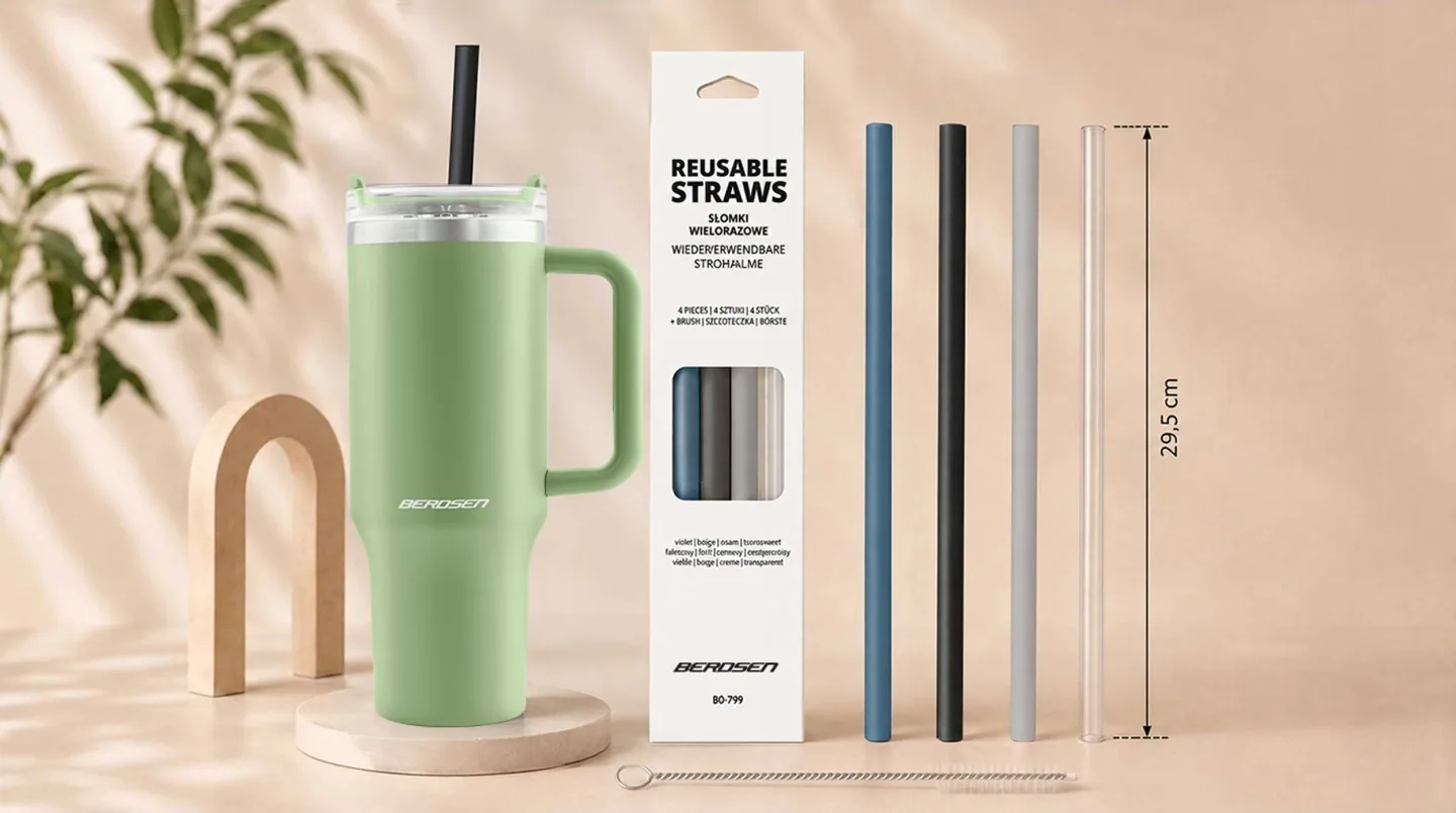 Detail produktu 2: Berdsen brčka do hrnku, plastová, opakovaně použitelná, sada 4 + kartáček