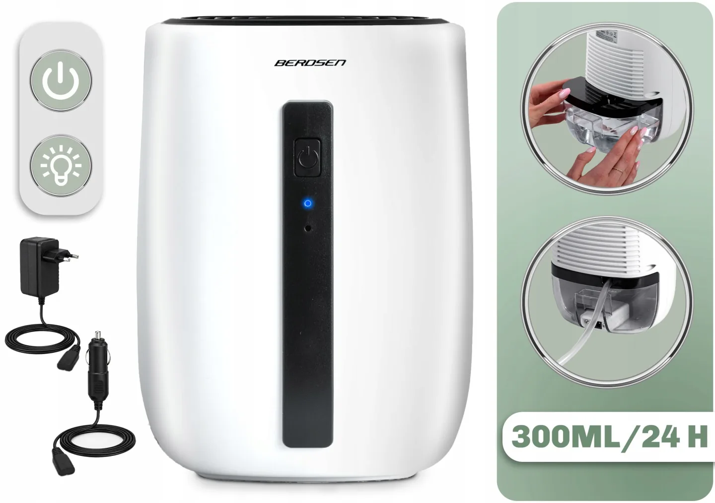 Légtisztító páramentesítő – automatikus nedvességelnyelő + autós adapter Berdsen BD-855