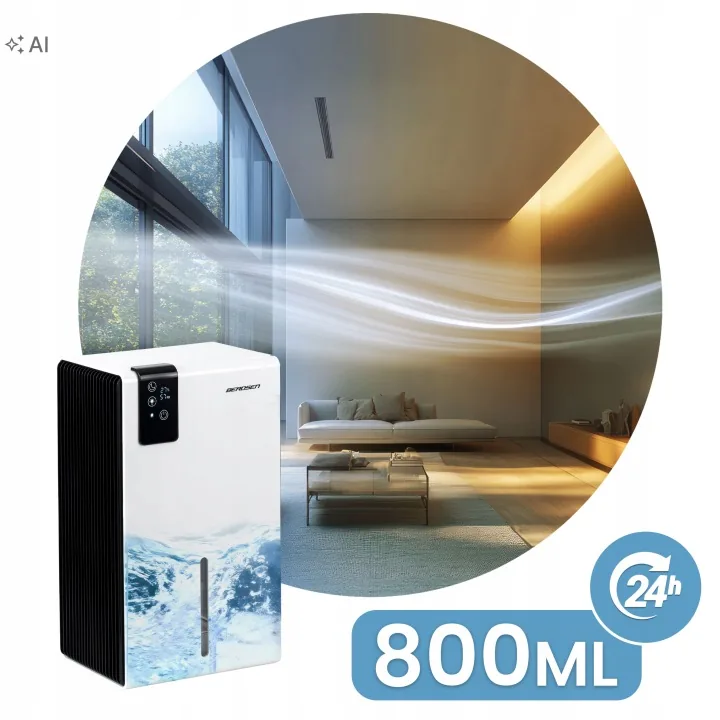 Termékkép 5: Páramentesítő – nedvességelnyelő 800 ml/24 h, higrosztátos Berdsen BD-856, fehér