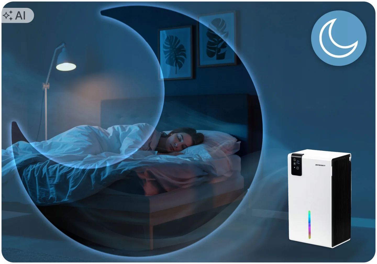 Termékkép 20: Páramentesítő – nedvességelnyelő 800 ml/24 h, higrosztátos Berdsen BD-856, fehér